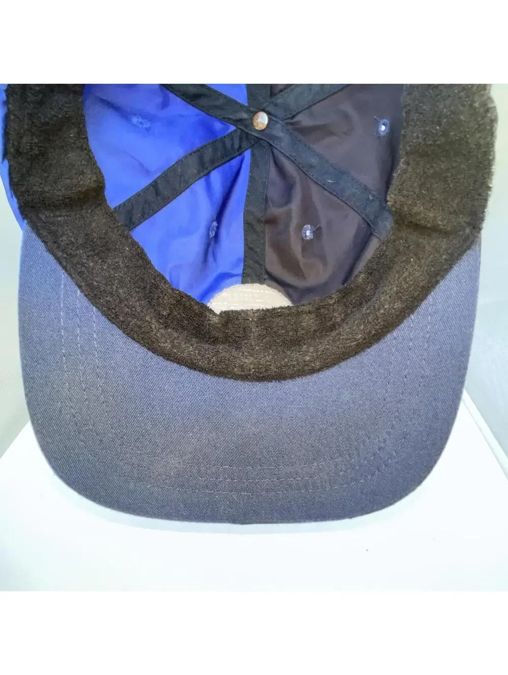 STUSSY Designs Two-Tone Black/Blue Hat Polyester Cap Black Buckle RARE!